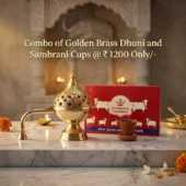 Combo of Golden Brass Dhuni & Cow Dung Sambrani Cups
