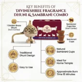 Combo of Golden Brass Dhuni & Cow Dung Sambrani Cups 4