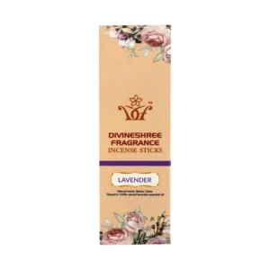 Divineshree Fragrance incense sticks with purple background and diya decor.