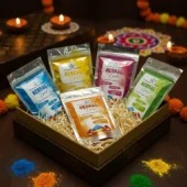 Natural Holi colors made from herbal ingredients easy to remove and gentle on skin