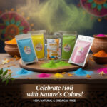 Organic herbal gulal pack of five natural Holi colors displayed in festive gift box